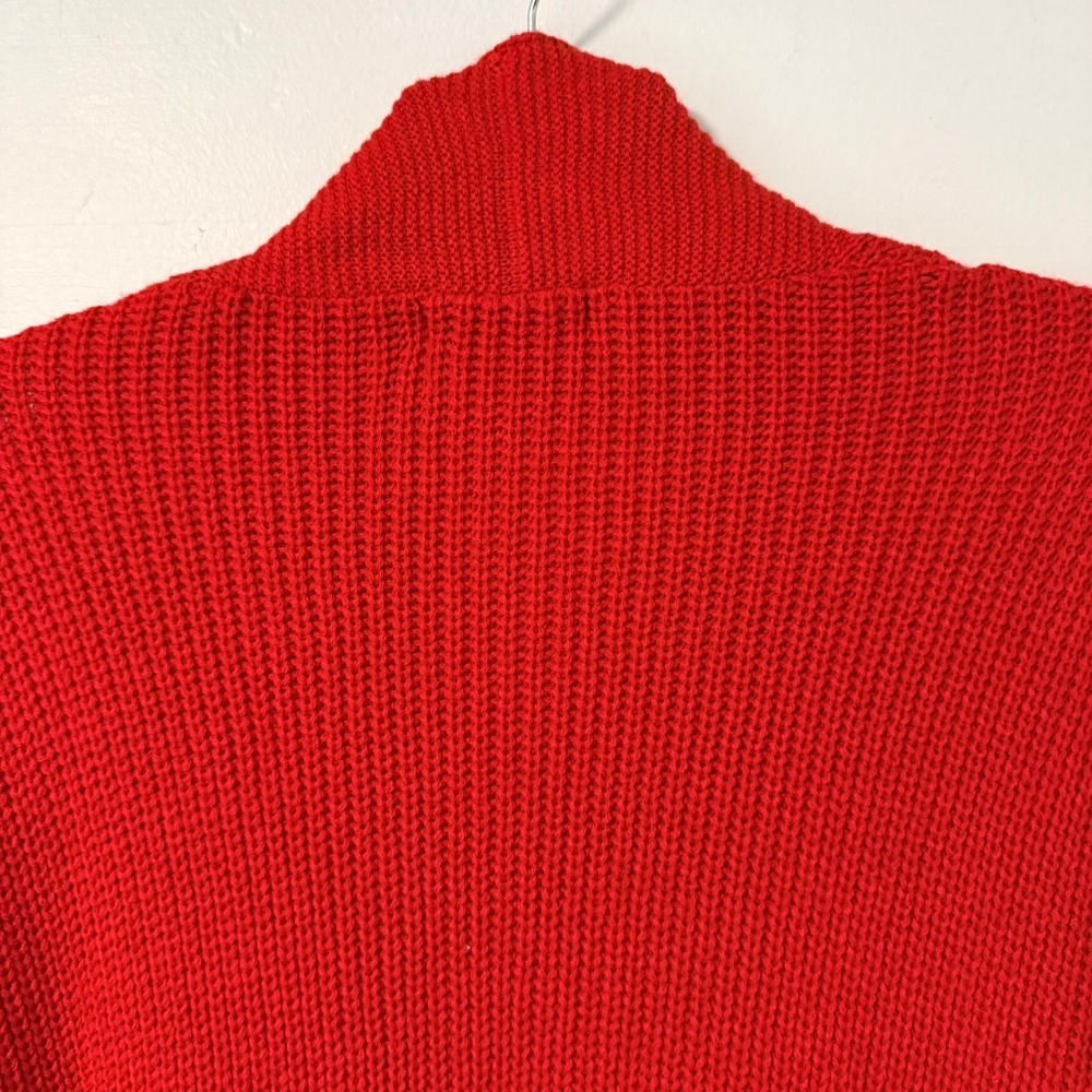 Blakeley Red Crochet Granny Square Sleeve Open Front Cardigan Sweater OS Womens - Picture 9 of 16